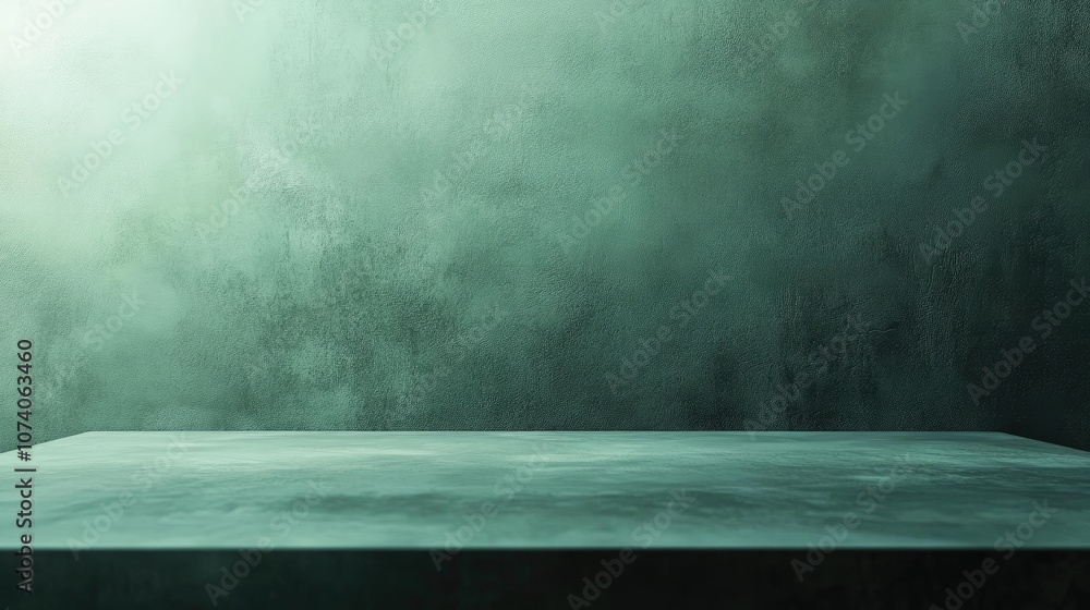Poster empty green tabletop background design for display purposes