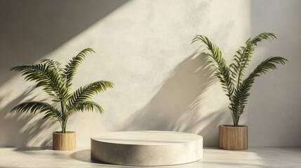 Fototapeta premium Realistic 3D rendering of a minimalistic round geometric podium for product display and marketing