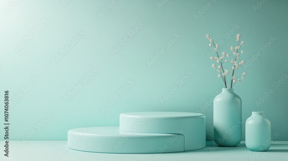 Aufkleber Cyan pedestal creation for product display 3D visualization