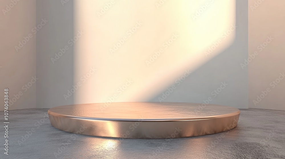 Poster Elegant metallic podium platform designed for showcasing products Contemporary abstract shape for displaying items 3D rendering