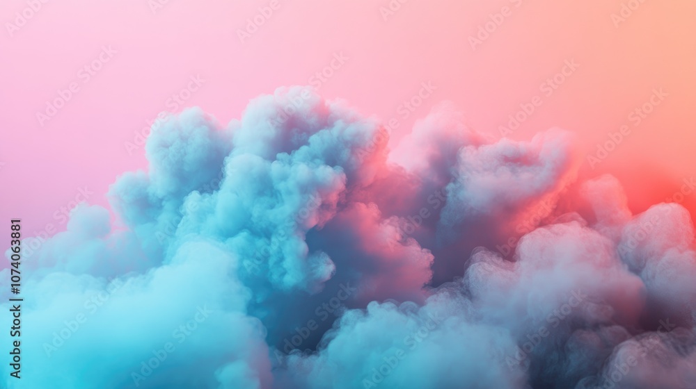 Poster minimalist background featuring smoke and clouds 3d illustration and rendering