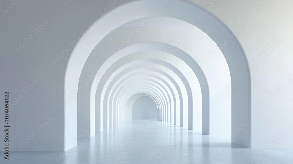 Poster abstract architectural background featuring a white arched interior in 3d render