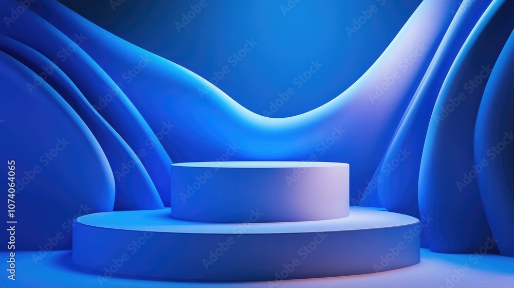 Aufkleber Abstract blue podium display featuring 3D rendering