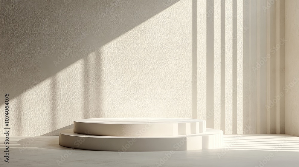 Poster step pedestal for showcasing and branding products exhibition podium with a 3d background display fe