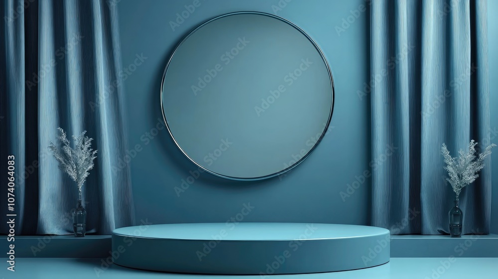 Aufkleber Elegant shiny podium for mockup presentation in minimalist style with ample copy space 3D render abstract background design