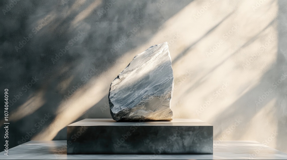 Poster 3D rendering of an abstract pedestal display showcasing a mockup for product decoration and serving as a decorative wallpaper