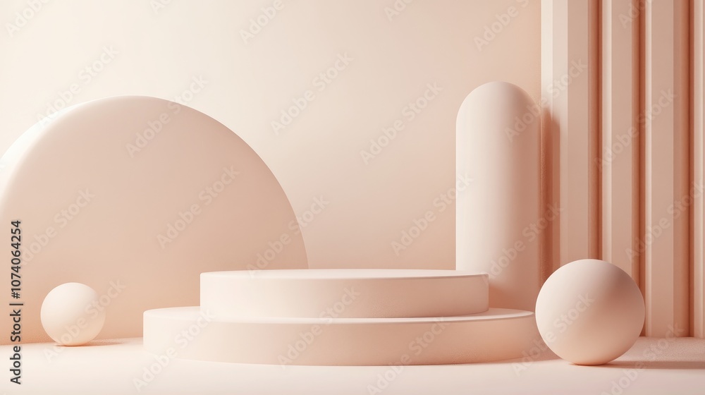 Aufkleber abstract 3d space featuring a realistic cylinder pedestal podium minimalistic scene designed for pro