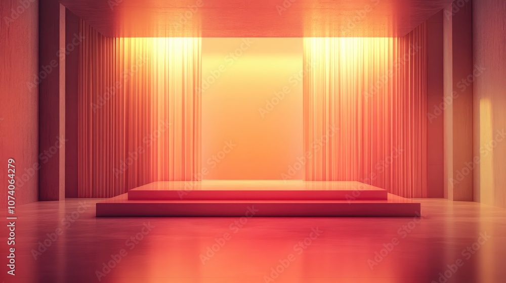 Aufkleber Empty stage featuring interior architecture 3D rendering Digital artwork created on a computer