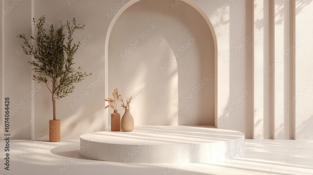 Poster 3d rendered abstract platform for showcasing products