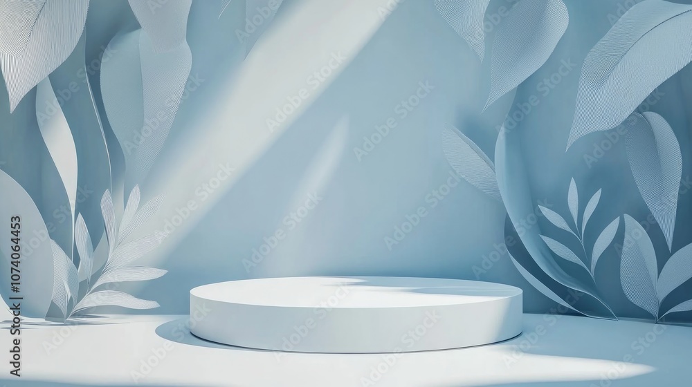 Poster grey podium with shadow on a blank display against a white background concept for product presentati
