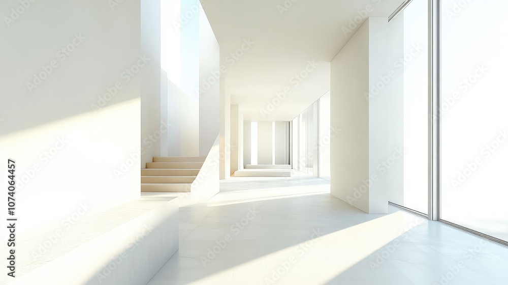 Poster Abstract modern architectural backdrop featuring a spacious unoccupied interior 3D rendering