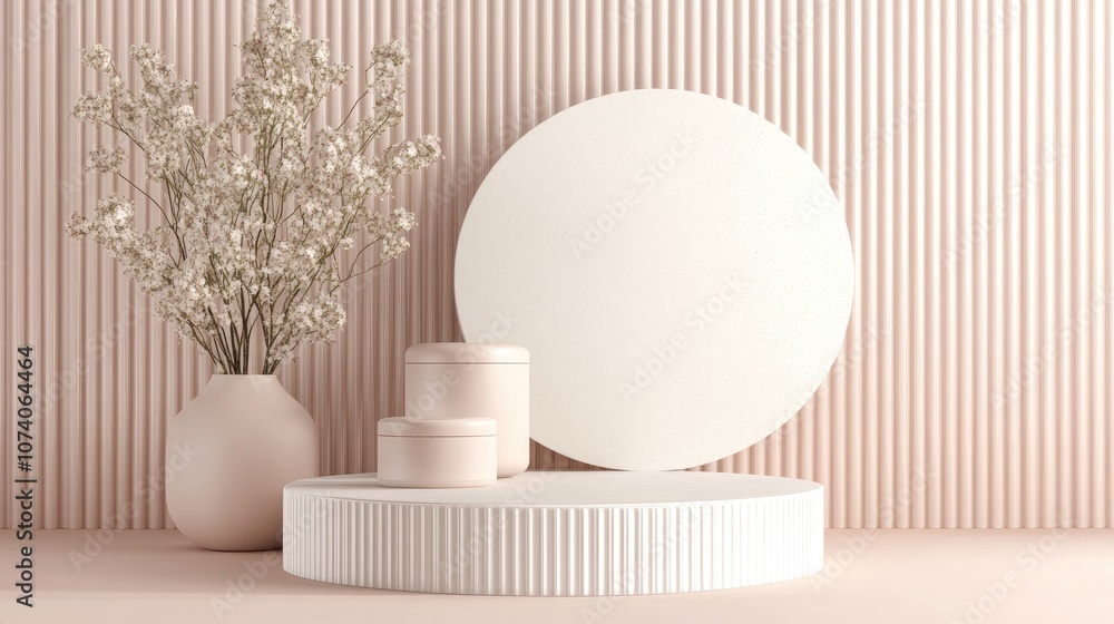 Leinwandbilder minimalist podium with a pastel backdrop suitable for product display 3d rendering illustration