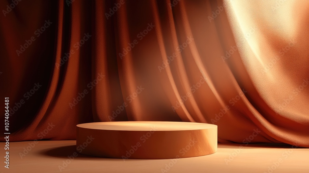 Poster Minimalist abstract background featuring a pedestal in 3D illustration and rendering