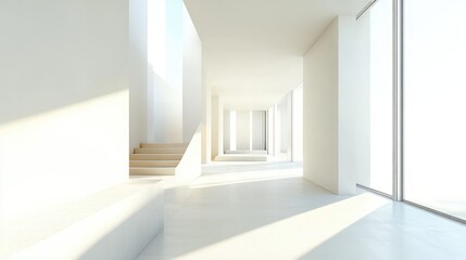 Fototapeta premium Abstract modern architectural backdrop featuring a spacious unoccupied interior 3D rendering