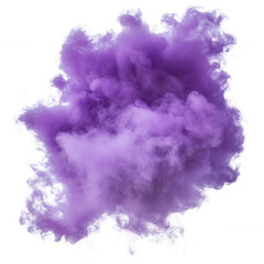 Fototapeta premium Purple smoke cloud, white isolate background