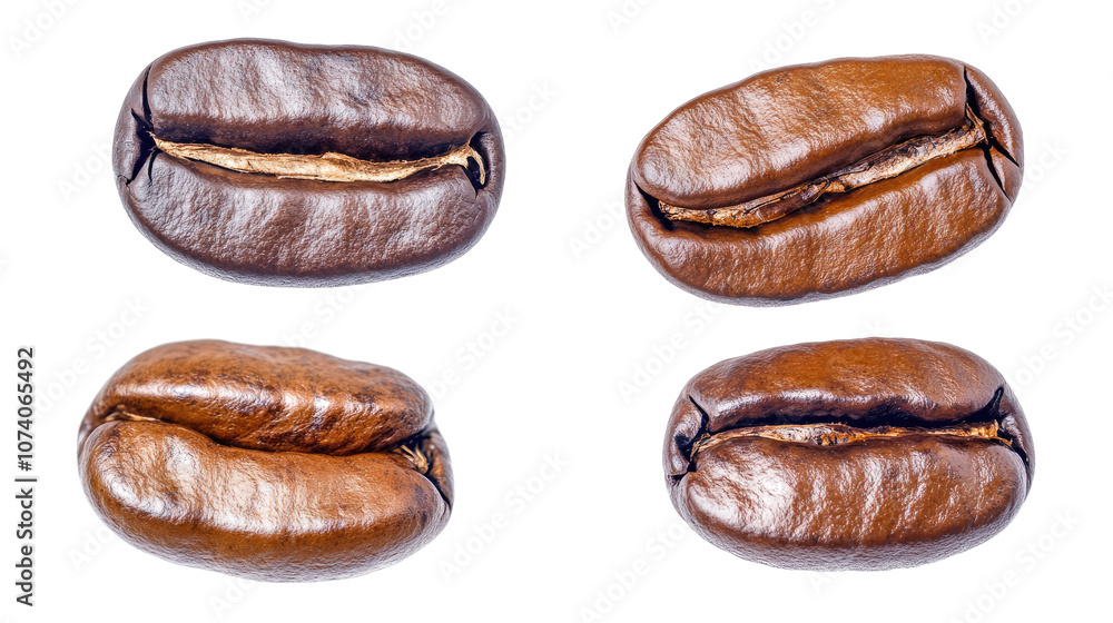 Poster floating coffee beans isolated against a clear background generative ai