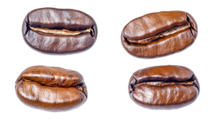 Floating Coffee Beans Isolated Against a Clear Background Generative AI