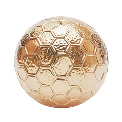 Naklejka premium Golden hexagon soccer ball, white isolate background