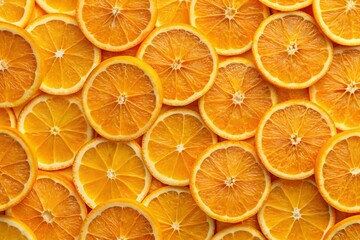 Obraz premium Captivating Product Photography of Fresh Orange Slices Displayed in a Beautiful Seamless Pattern for Creative Culinary and Design Projects