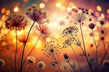 Captivating Silhouette Photography of Delicate Floral Illustrations Against a Soft Gradient Background for Nature Lovers and Art Enthusiasts