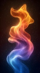 Obraz premium An abstract representation of a flowing figure, showcasing vibrant hues of orange and blue, resembling a graceful silhouette against a starry backdrop.