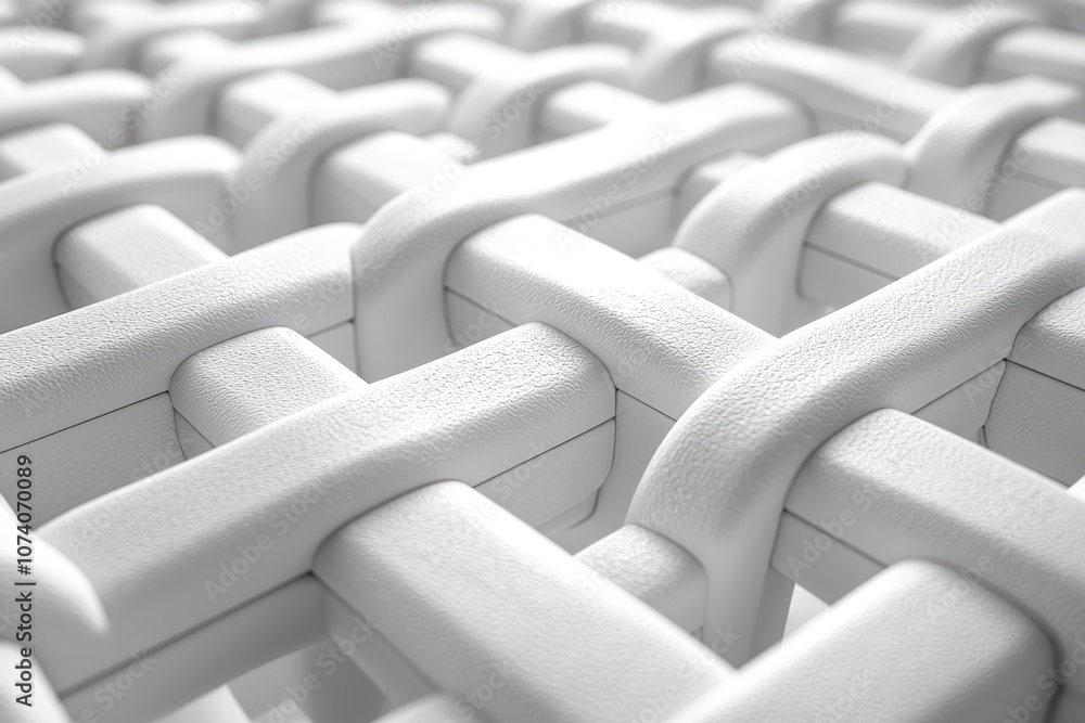 Poster White Interlocking Lattice Abstract Pattern