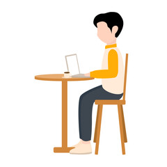Man Working on Laptop Illustration