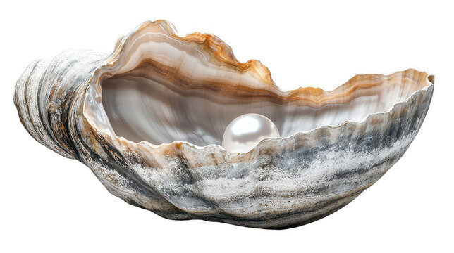 Giant clam shell open with lustrous pearl inside, showcasing luxury and elegance. This stunning natural treasure highlights beauty of marine life and oceanic wonders