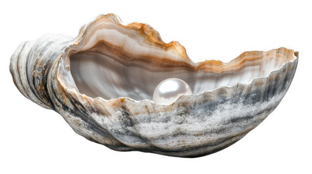 Giant clam shell open with lustrous pearl inside, showcasing luxury and elegance. This stunning natural treasure highlights beauty of marine life and oceanic wonders