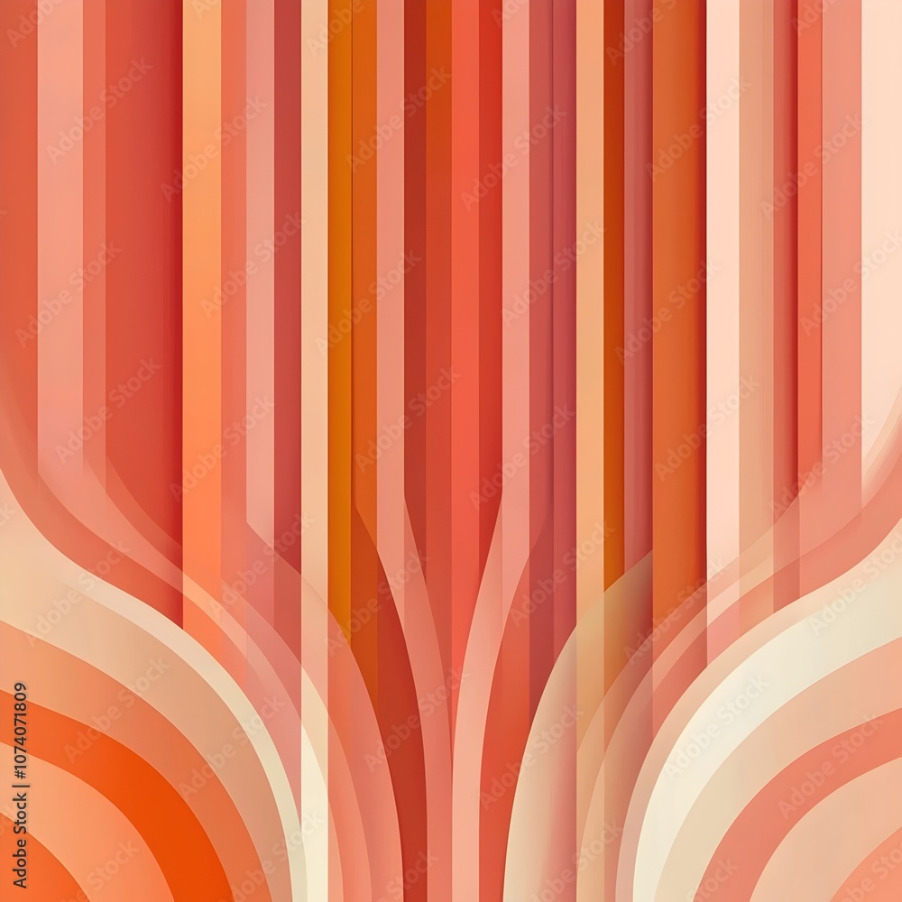 Poster an abstract artwork featuring flowing lines and curves in shades of red and orange, creating a vibra
