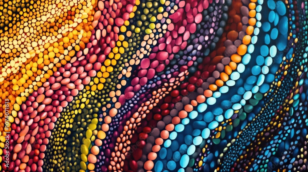 Aufkleber Colorful beans and lentils create a stunning abstract pattern, showcasing an artistic arrangement of natural materials. Generative AI