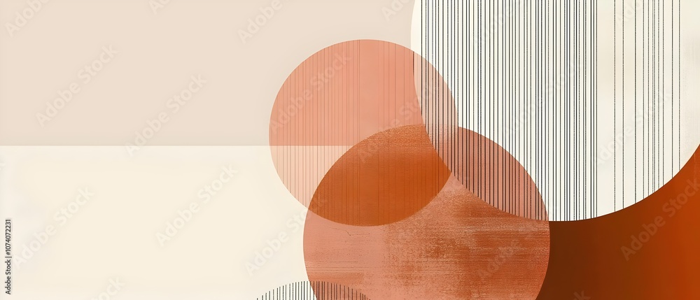 Aufkleber abstract artwork featuring overlapping circles in warm tones of orange and beige, creating a modern 