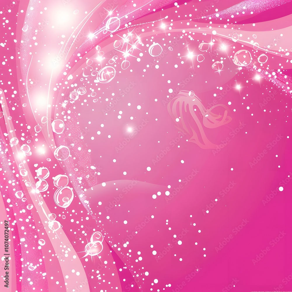 Poster a vibrant pink abstract background with bubbles and sparkles, ideal for design projects.