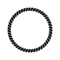 Round rope frame isolated on white background. Thread, hemp twine, jute, steel cable decoration element. Maritime, yacht or nautical style, sea or ocean theme ornament. Vector graphic illustration.