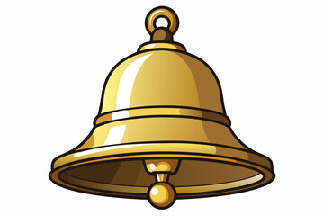 Antique brass hand bell isolated on white vector illustration