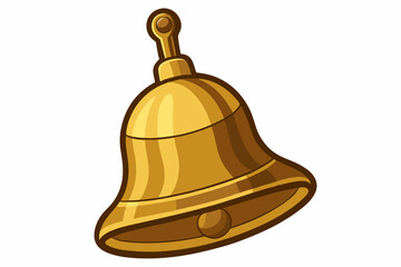 Antique brass hand bell isolated on white vector illustration