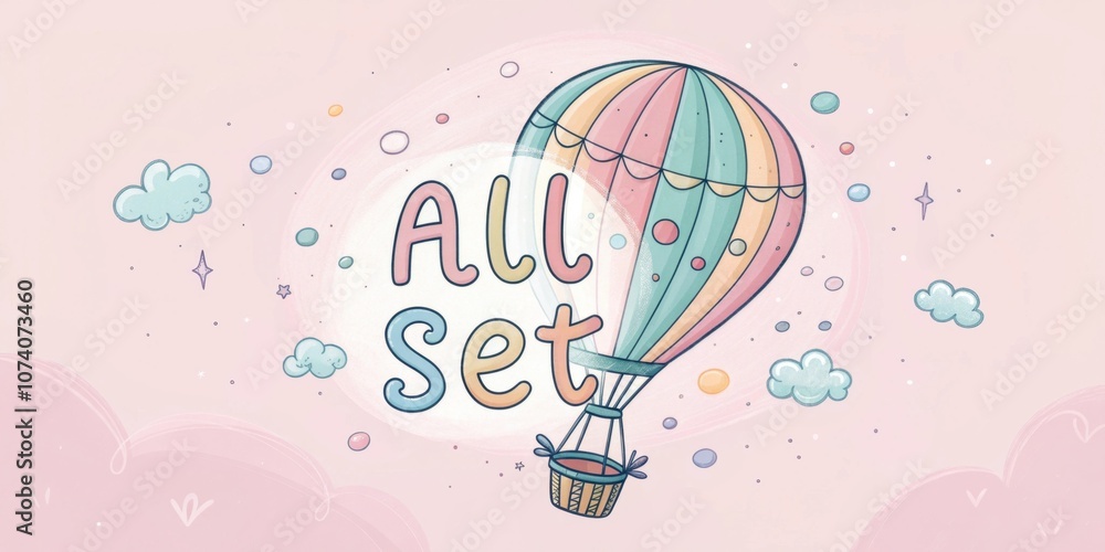 Poster whimsical balloon notification a playful balloonshaped popup floats onto the screen with pastel colo
