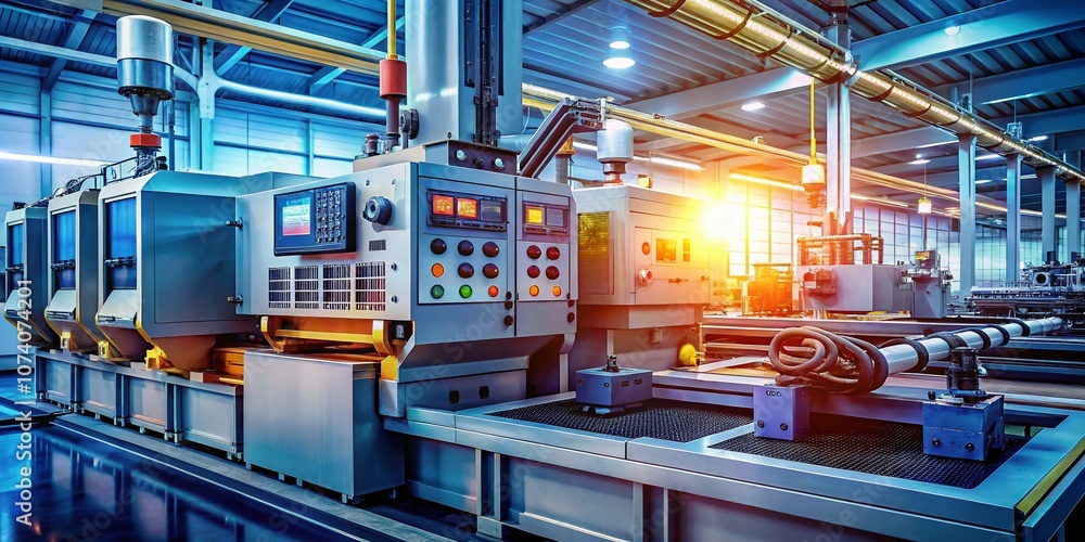 Poster close-up of an automated industrial machine showcasing precision and efficiency in a modern manufact