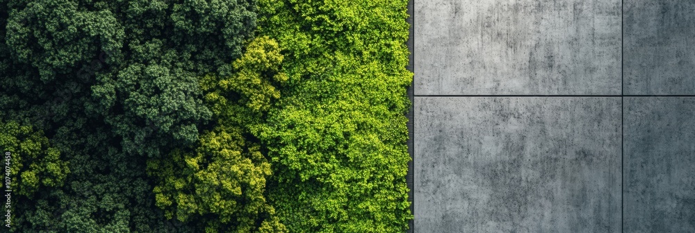 Poster this green patch of plants contrasts with surrounding urban concrete, symbolizing the shift toward n
