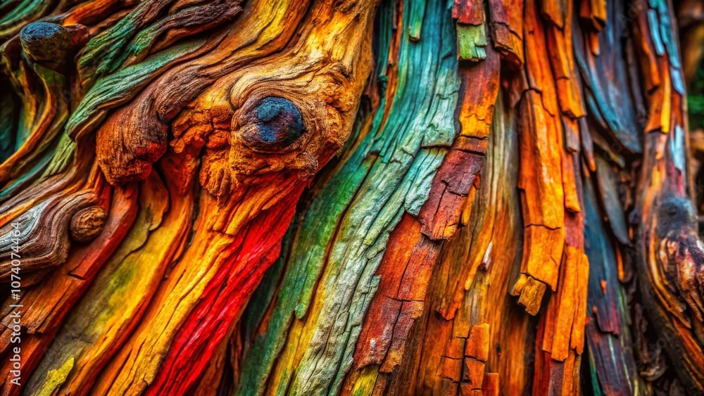 Poster close up of a tree trunk textured surface against a dark background highlighting nature's intricate 
