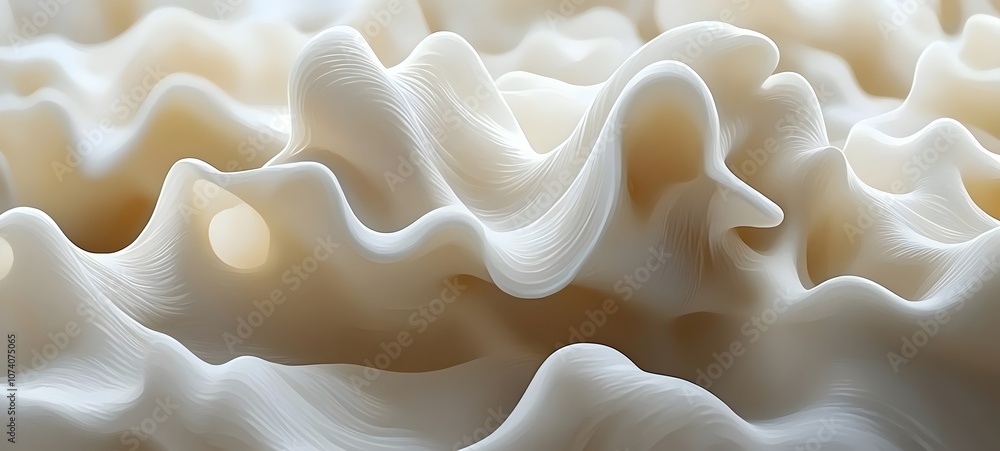 Aufkleber abstract close-up of smooth, flowing white textures resembling soft waves, creating a serene and cal