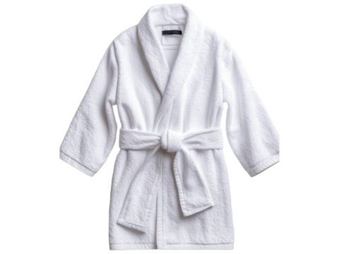 Cozy and Soft White Bathrobe with Belt on a Transparent Background Ideal for Spa, Relaxation, Home Use, and Fashion Promotion