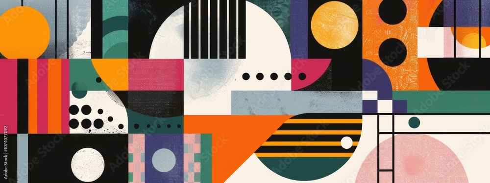 Poster Abstract Geometric Composition with Vibrant Colors and Circles