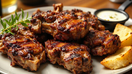 Greek lamb chops with rosemary and dipping sauce