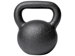 Black Kettlebell on Transparent Background for Fitness and Exercise Promotions, Ideal for Workout Programs and Strength Training Materials