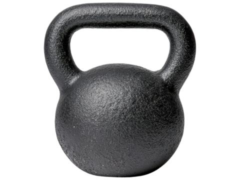Black Kettlebell on Transparent Background for Fitness and Exercise Promotions, Ideal for Workout Programs and Strength Training Materials