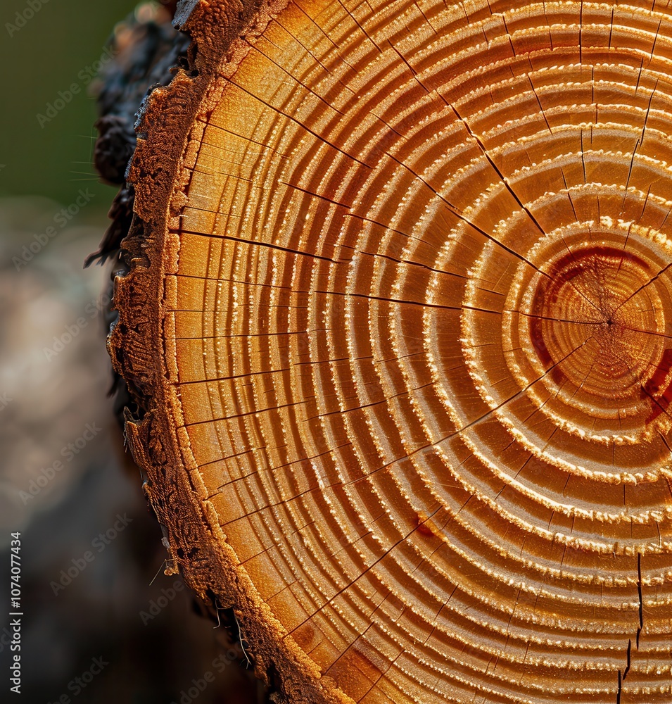 Aufkleber close-up view of tree rings on a cut log