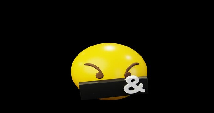 3d Emoticon Cursing word Censored Yellow Ball Emoticon Emoji or Smiley Looping Animation