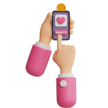hands carrying out online donation transactions illustration