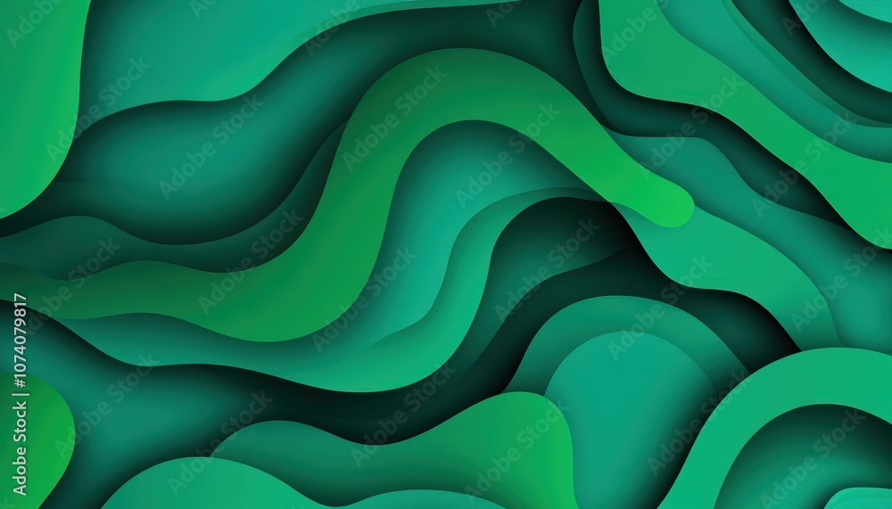 Aufkleber abstract green paper cutout background with curved layers